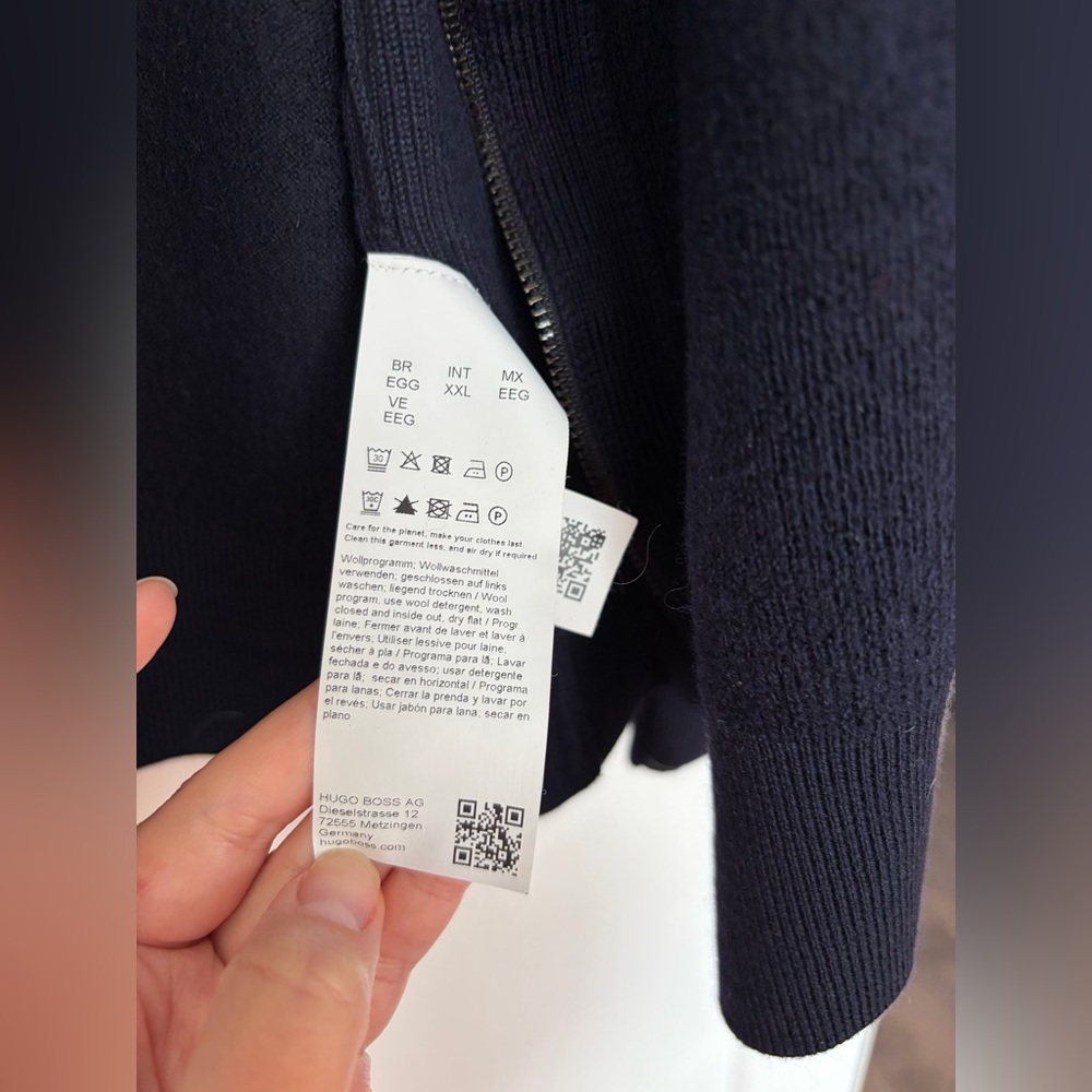 BOSS Men’s Wool-Cotton Full-Zip Knit Sweater Size L - Picture 5 of 6